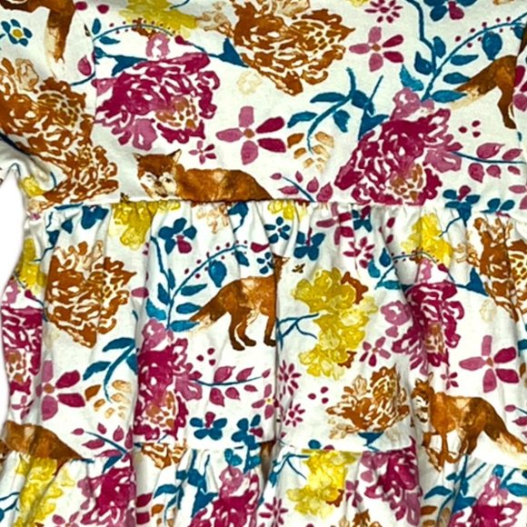 Burts BeesTop Baby Girls‎ 6 to 9 months White Multi Floral Fox Nature Boho - Picture 4 of 6